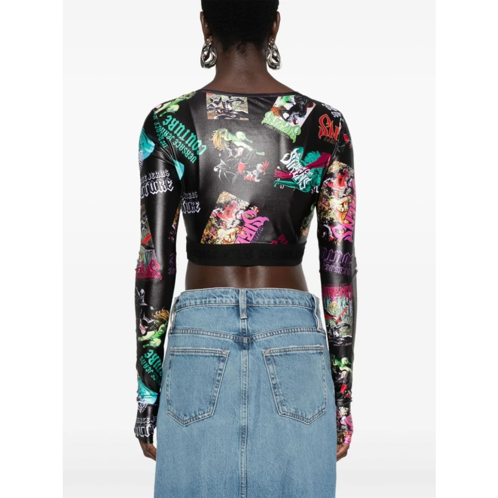 Versace Jeans Couture Zwarte T-shirts & Polos voor vrouwen Multicolor Dames