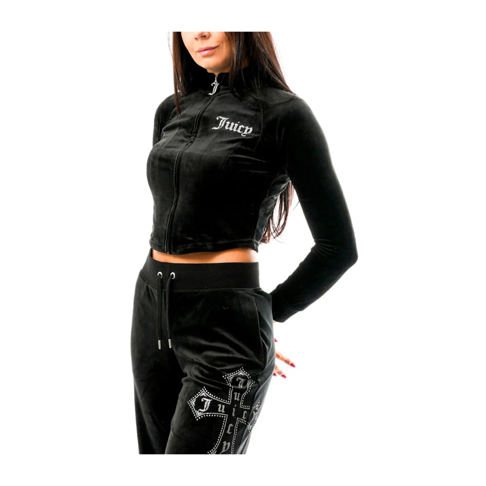 Juicy Couture Zwarte Cross Morgan Track Top Sweater Black Dames