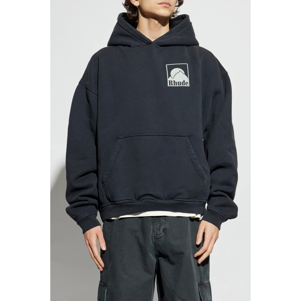 Rhude Logo Sweatshirt Gray Heren