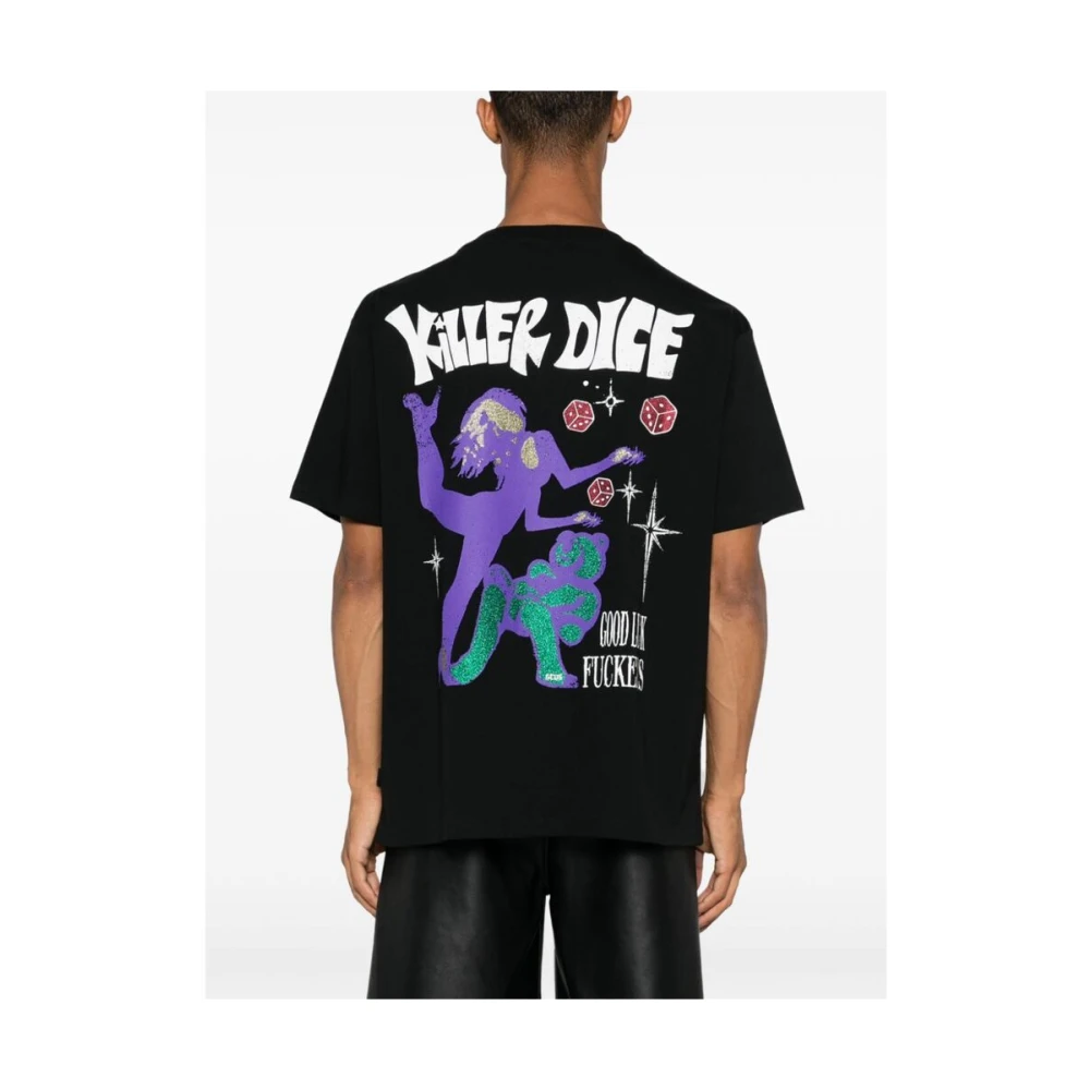 Gcds Zwart Grafisch Print T-shirt met Ronde Hals Black Heren