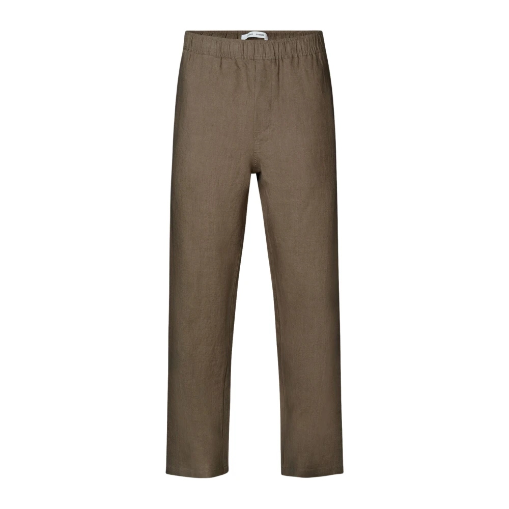 Samsøe Linnen broek met trekkoord en regular fit Brown Heren
