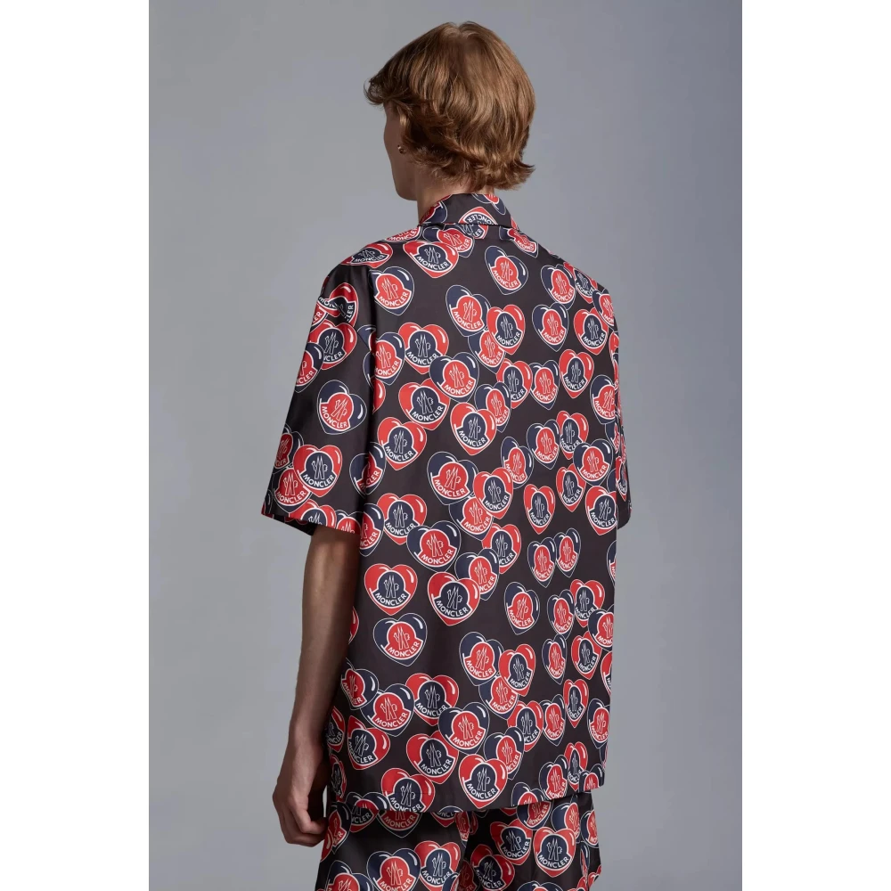 Moncler Hart Print Blauw Rood Overhemd Multicolor Heren