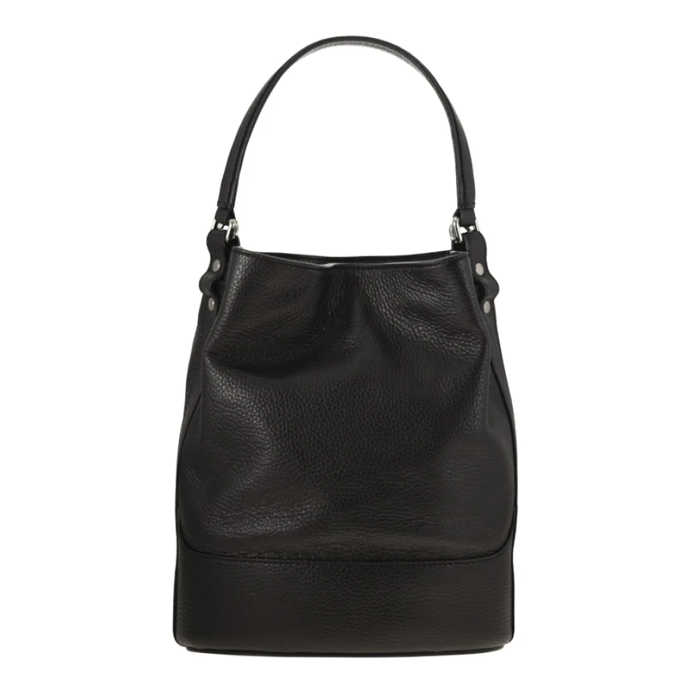 Zanellato Zwart Gehamerd Leren Bucket Tas Black Dames