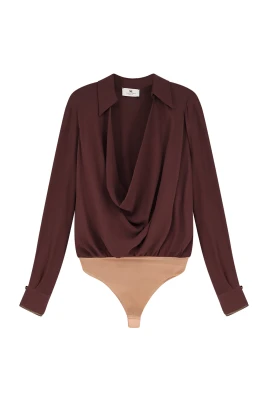 Draperad Bodysuit med Halslinning