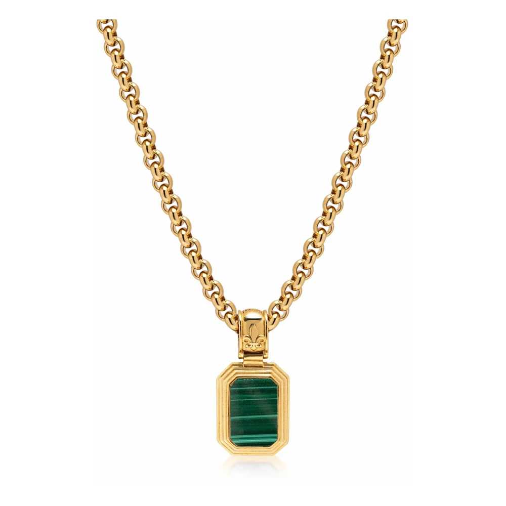 Nialaya Men's Silver/Black/Onyx Sterling Necklace With Two-In-One Malachite & Pendant