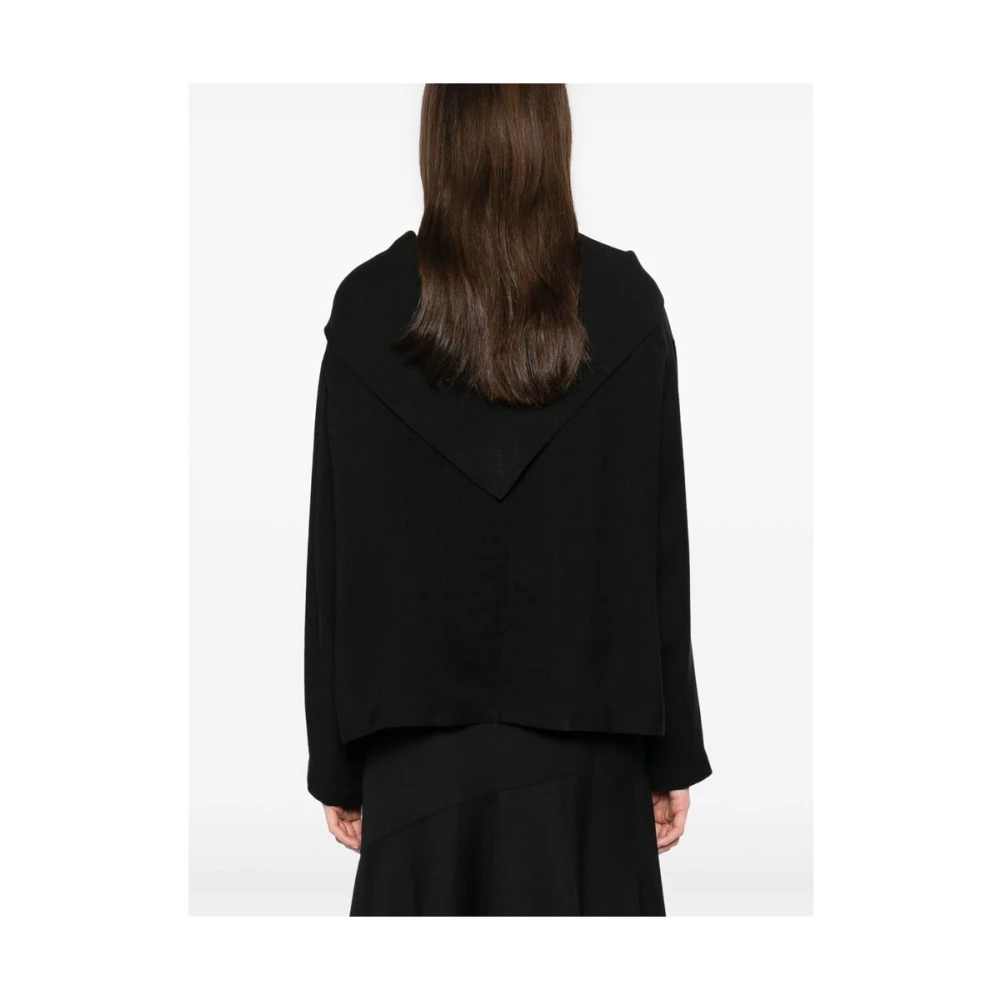 Studio Nicholson Zwarte Geknoopte Sjaal Hals Top Black Dames
