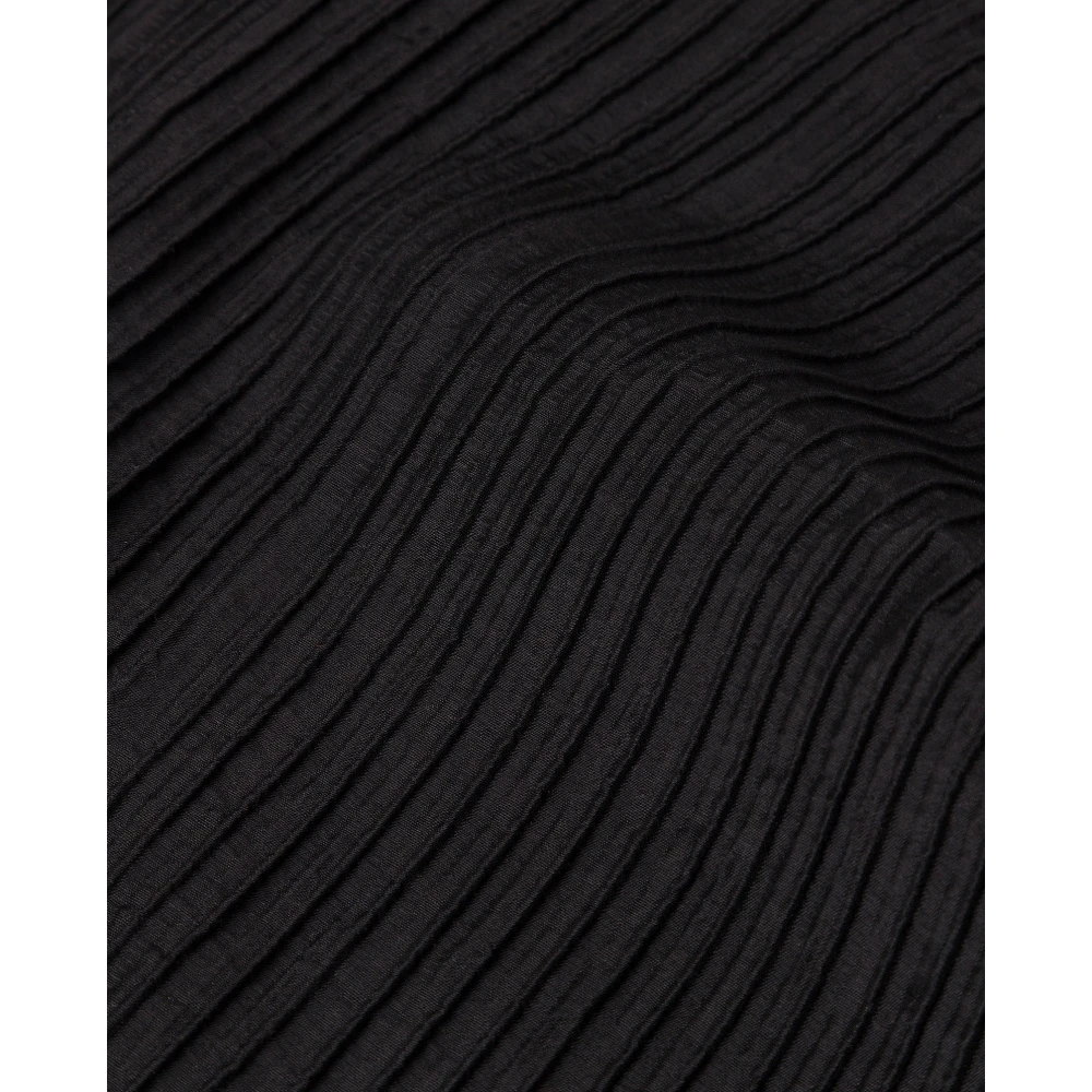 IVY OAK Geplooide Viscose Blouse Knoopsluiting Black Dames