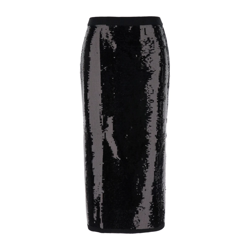 Twinset Svart Full Sequin Knit Midi Skirt