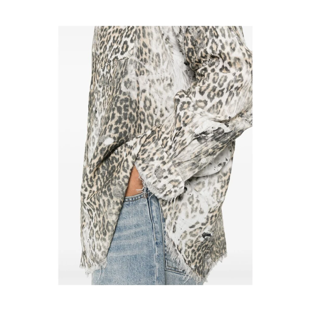 R13 Beige Knoopsluiting Drop Shoulder Shirt Beige Heren