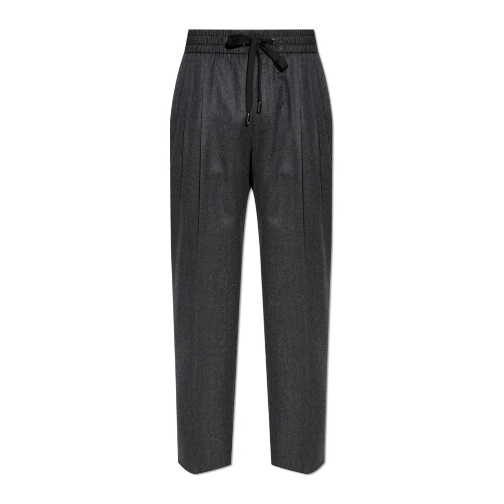 Dolce & Gabbana Men's Gray Straight Trousers,, Wool Trousers Medium