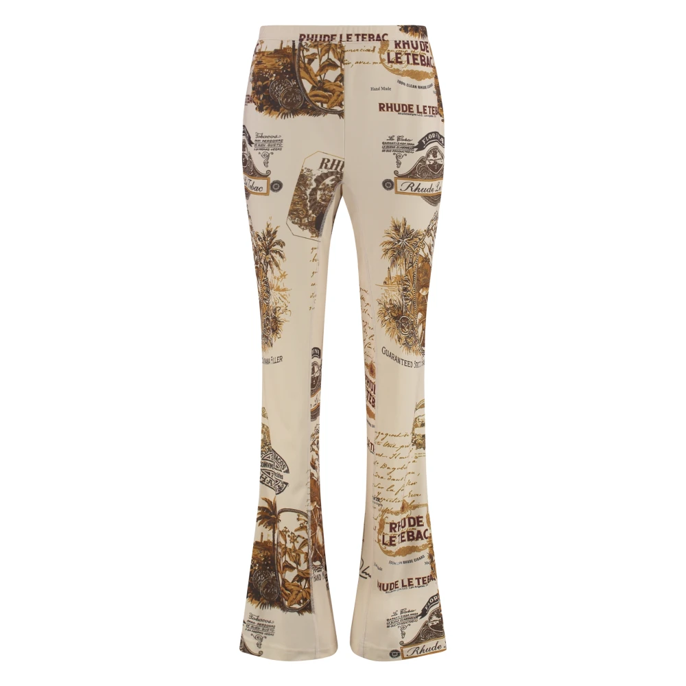 Rhude Wijde Broek met Elastische Tailleband Beige Dames