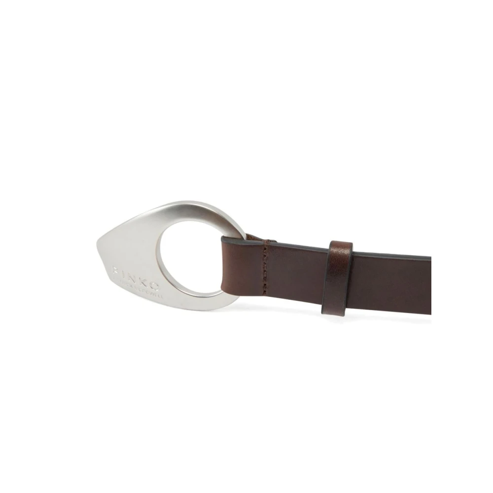 pinko Bruin Leren Riem met Gegraveerd Logo Brown Dames
