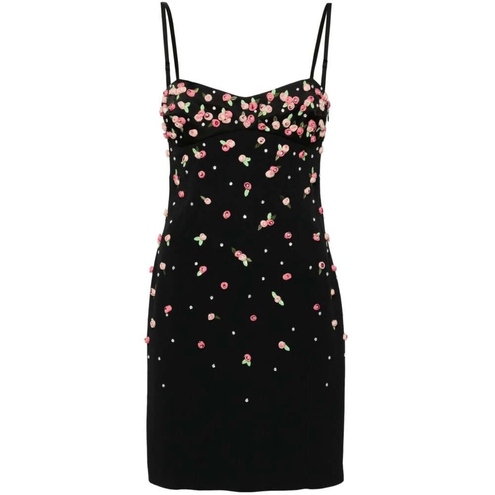 Blumarine Zwarte Jurk met Bloemenapplicatie Black Dames