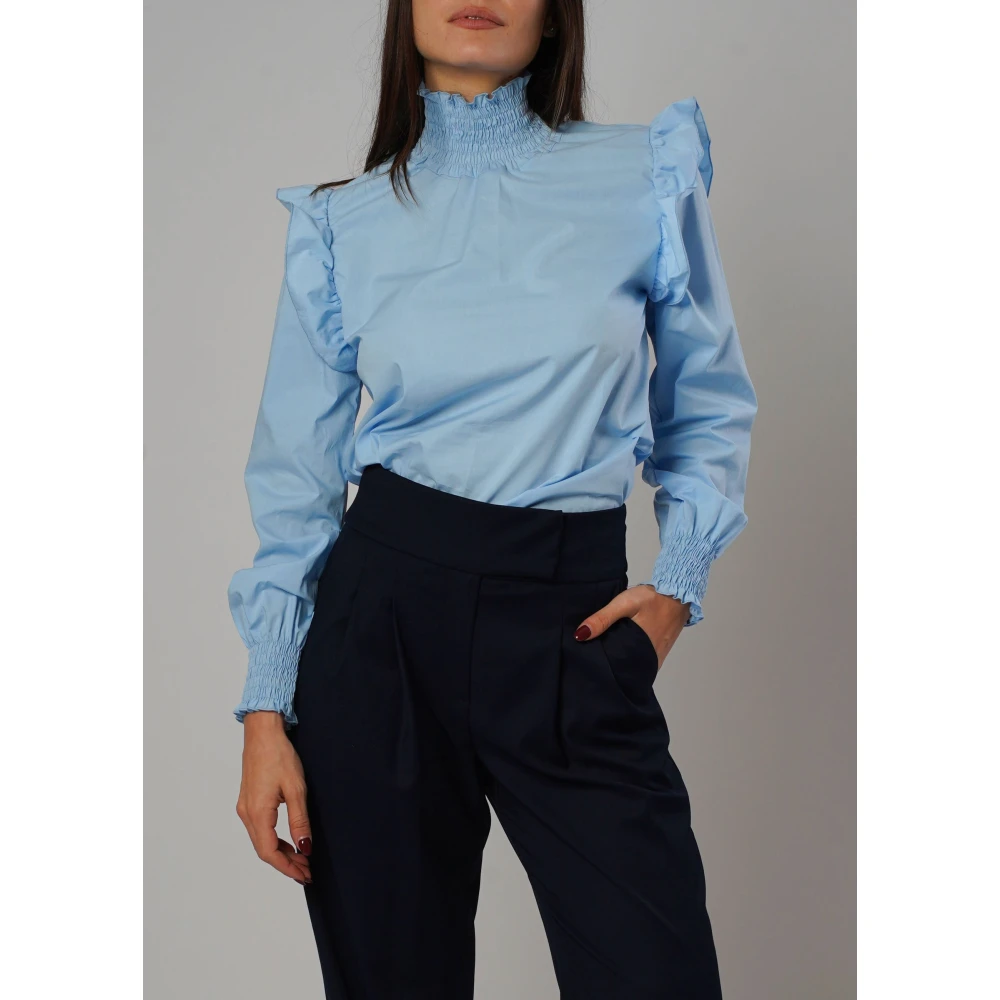 H2O Elegant gerimpeld hemelsblauw overhemd Blue Dames