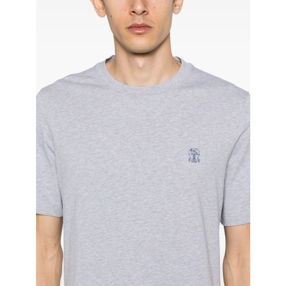 BRUNELLO CUCINELLI Grijze T-shirt voor mannen Gray Heren