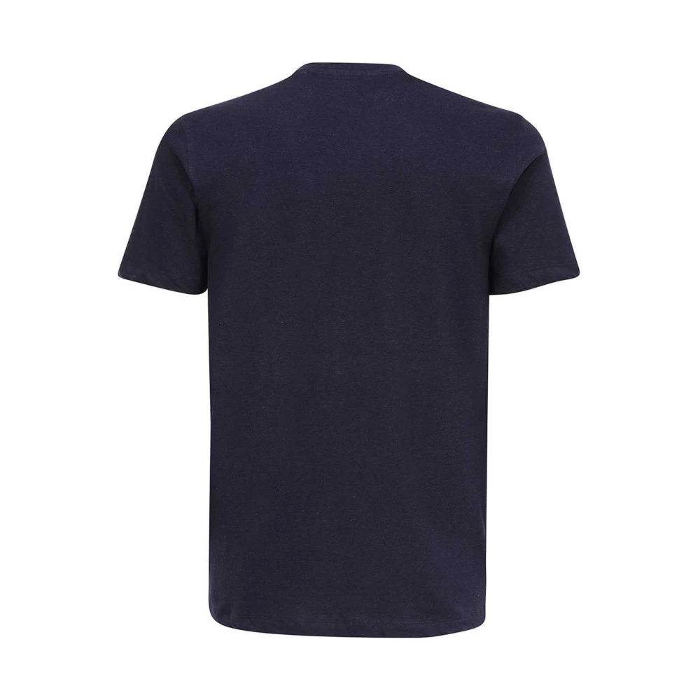 Les Deux Geribbelde Crew-neck T-shirt met Voorzak Blue Heren