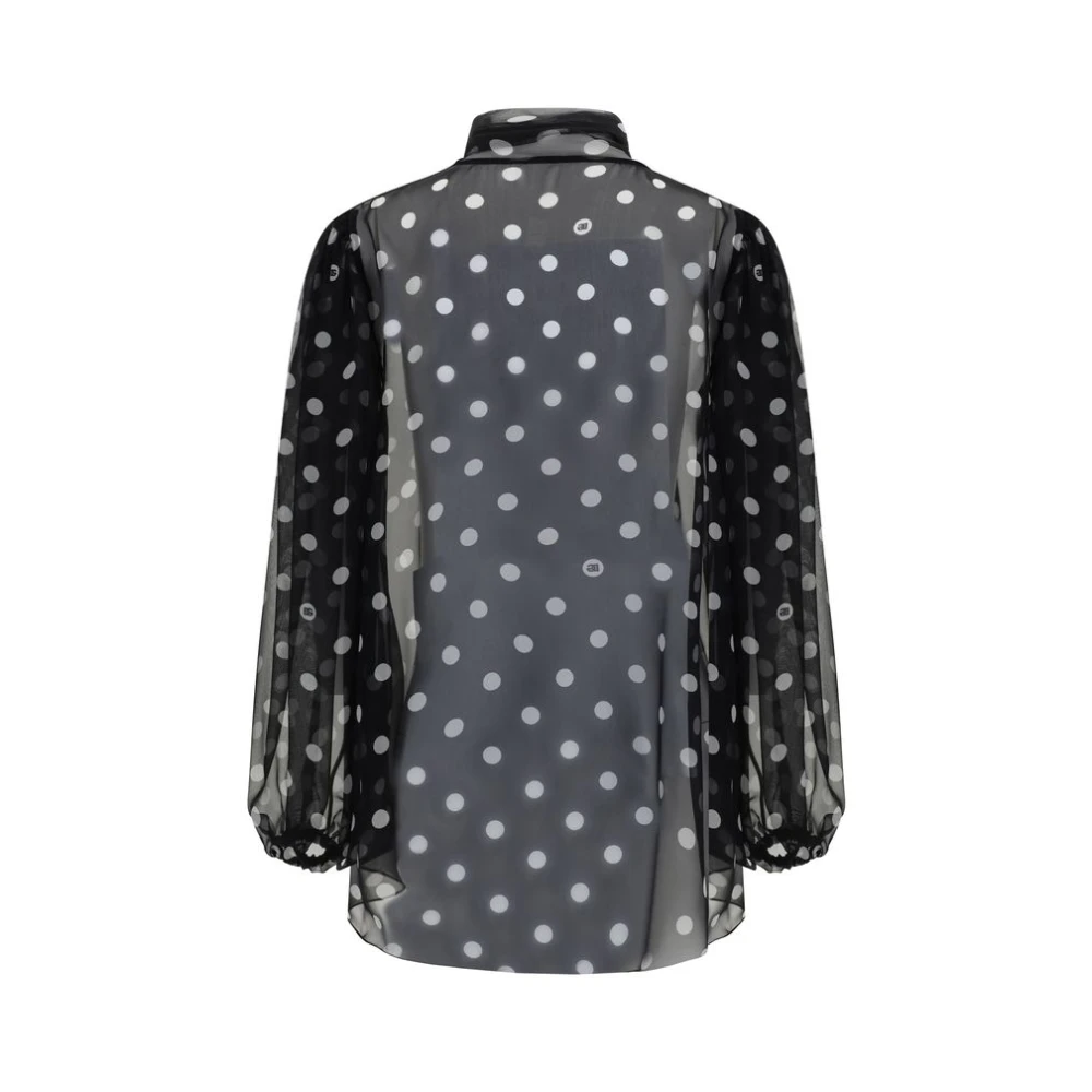 Dolce & Gabbana Doorschijnende zijden top met stippen Black Dames