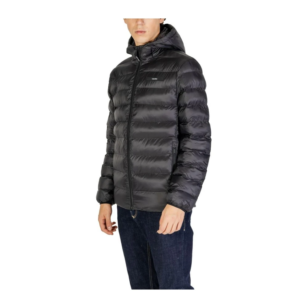 Calvin Klein Jeans Zwarte Polyesterjas Heren Herfst Winter Collectie Black Heren