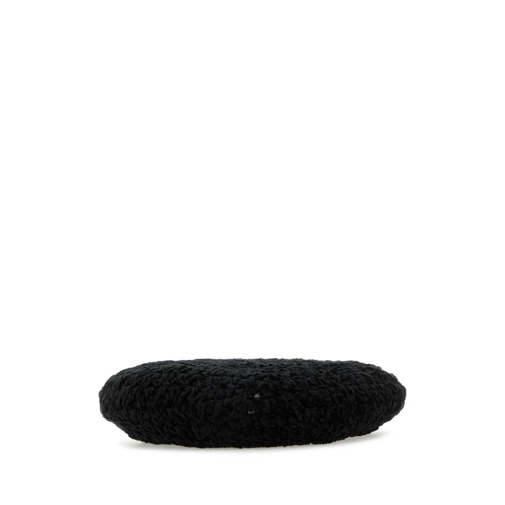 Ganni Stijlvolle Zwarte Polyester Baret Black Dames