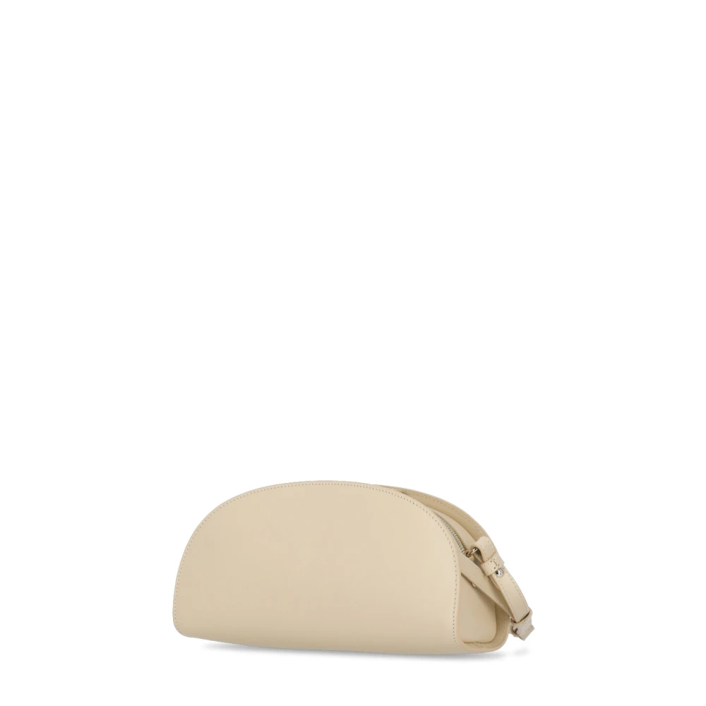 A.p.c. Beige Leren Schoudertas met Gouden Logo Beige Dames