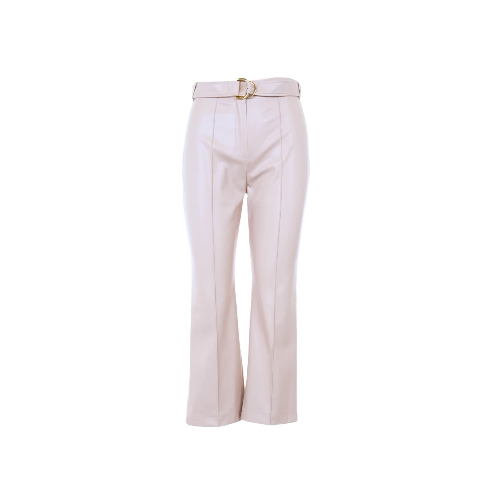 Liu Jo Cropped Eco-leren Broek Flare Stijl White Dames