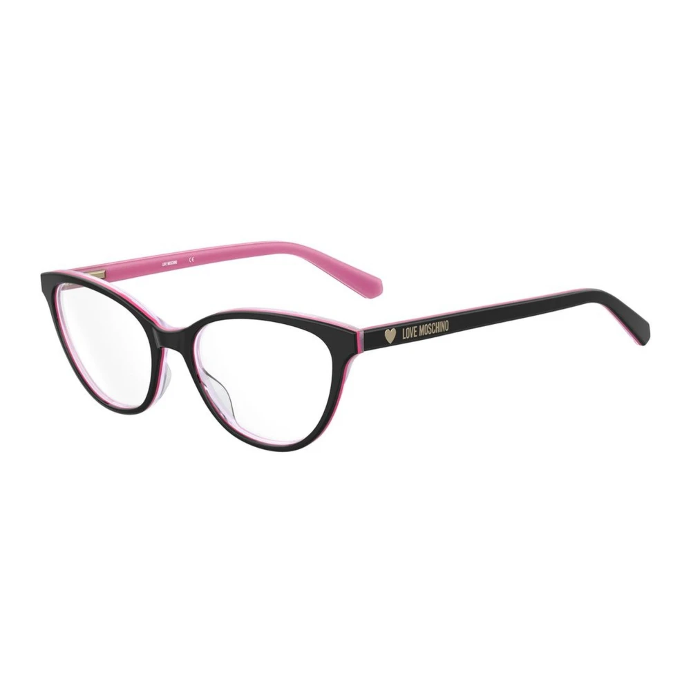 Love Moschino Moderne zwarte acetaat montuur bril Black Dames