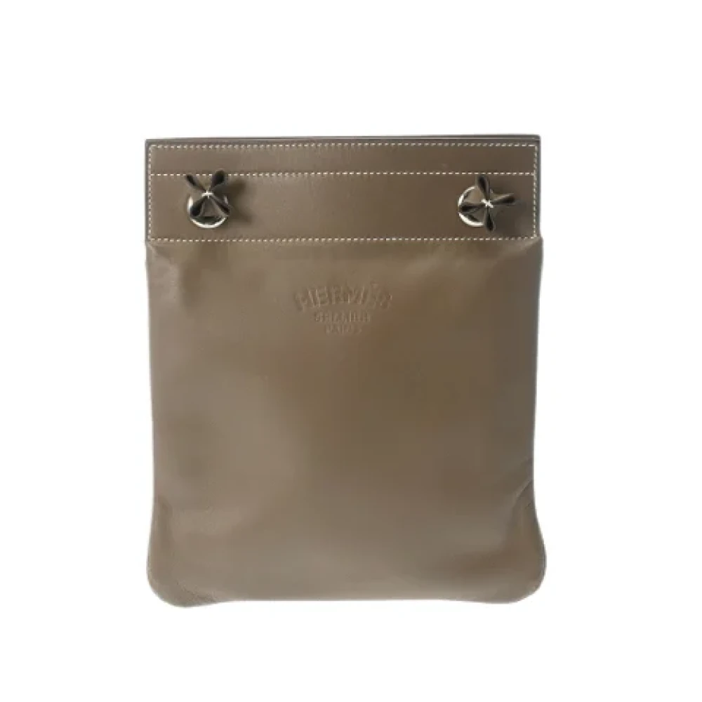 Hermès Vintage Pre-owned Leather shoulder-bags Gray Dames