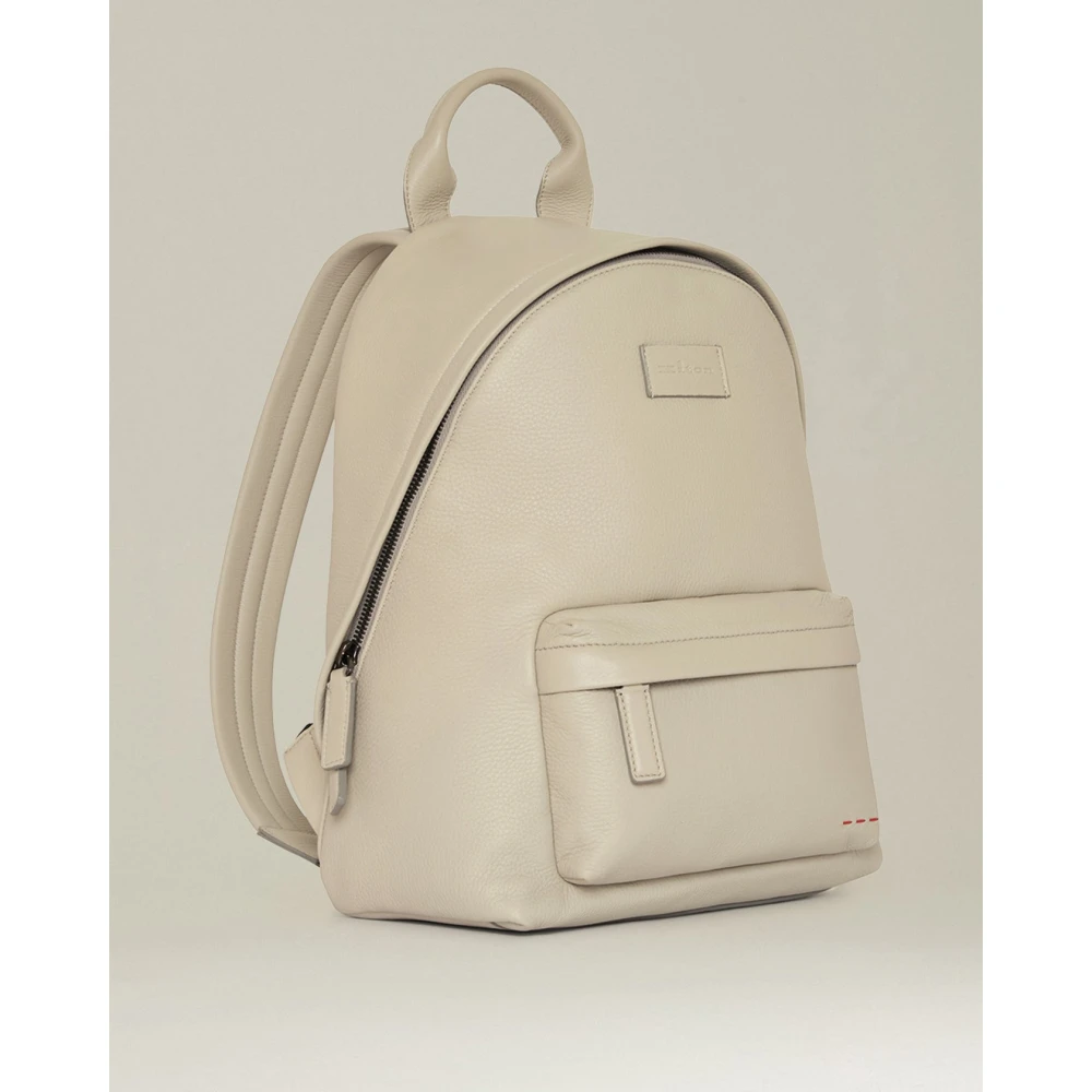 Kiton Luxe Hertenleren Rugzak Beige Heren