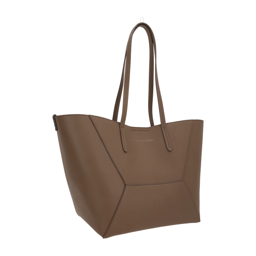 BRUNELLO CUCINELLI Bruine leren tote tas met monile details Brown Dames