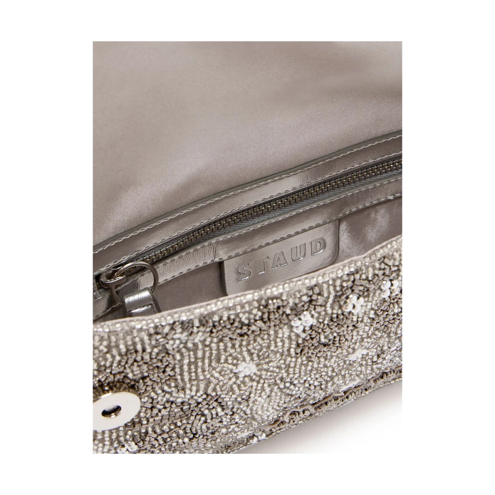 Staud Zilverkleurige Kralen Overslagtas Gray Dames