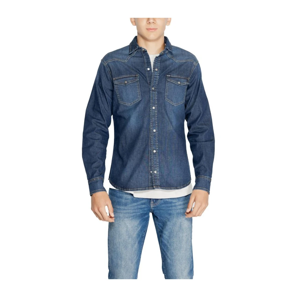 GAS Stretch Katoenen Shirt Heren Collectie Blue Heren