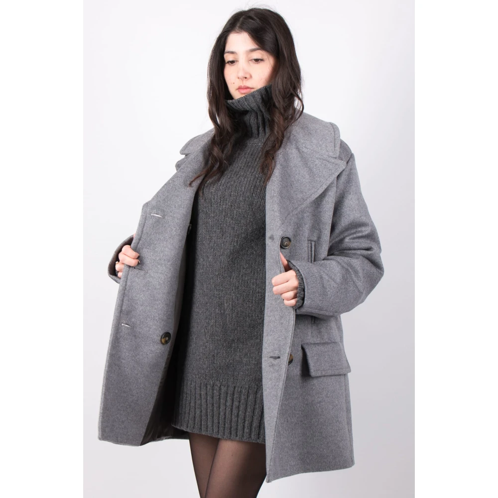 SPORTMAX Oversize wollen Caban in grijs Gray Dames