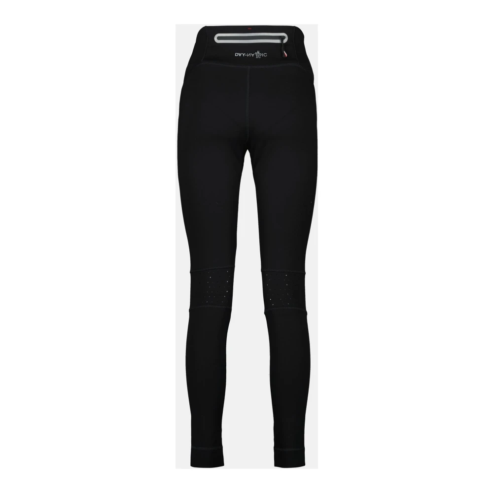 Moncler Zwarte Nylon Leggings Slim Fit Reflecterend Black Dames