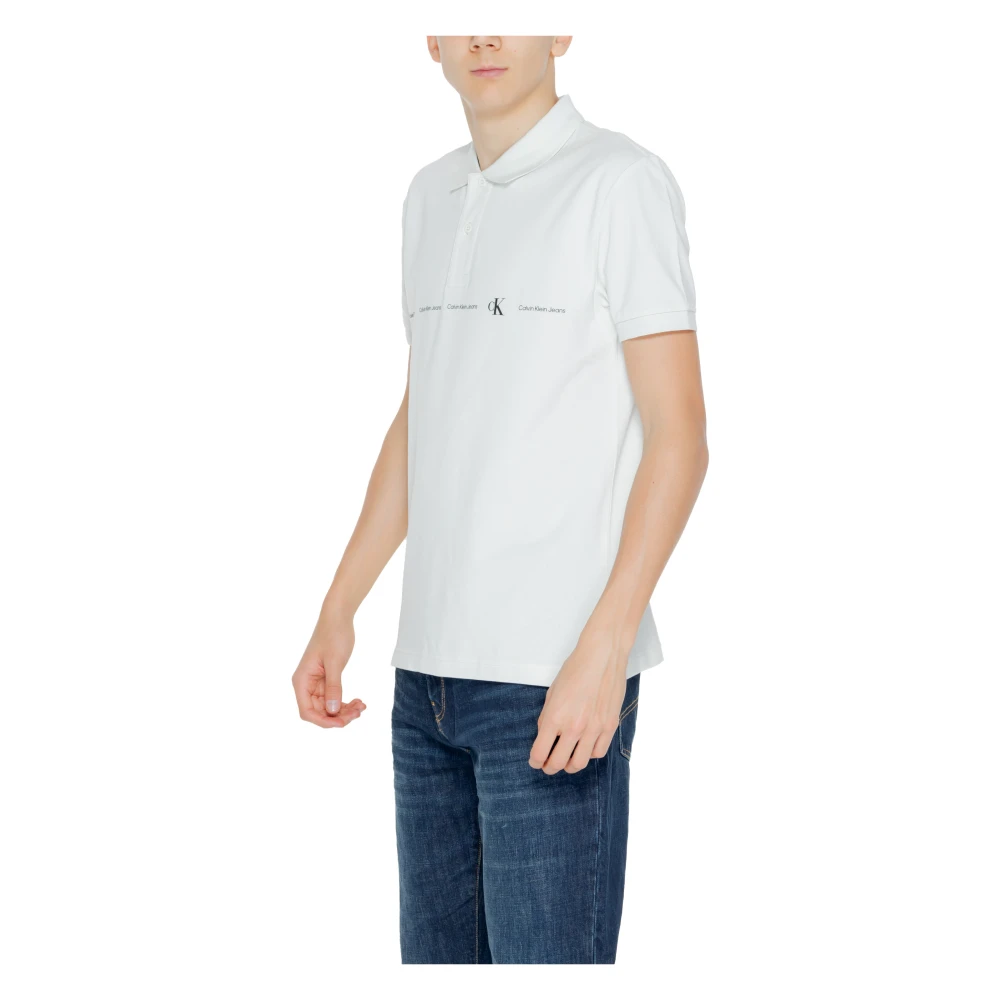 Calvin Klein Jeans Polo Shirt Korte Mouw Lente Zomer Collectie White Heren