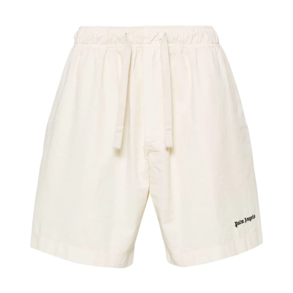 Palm Angels Witte Geborduurde Bermuda Shorts White Heren