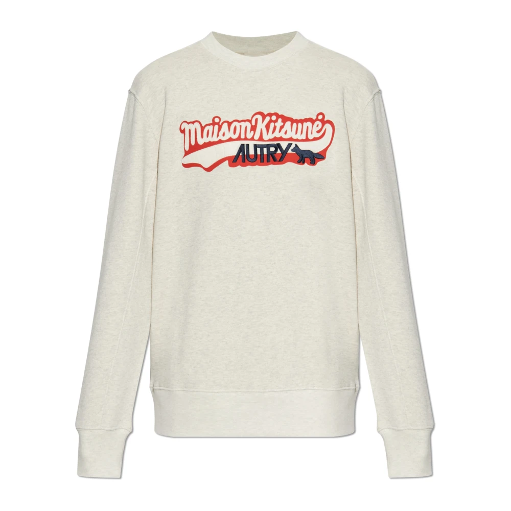 Autry Unisex Beige Hoodies & Sweatvesten S, Katoen, Logo Katoenen Sweatshirt