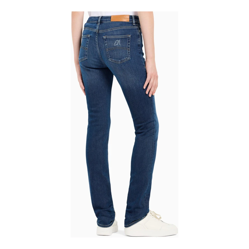 Emporio Armani Hoge taille slim straight jeans Blue Dames