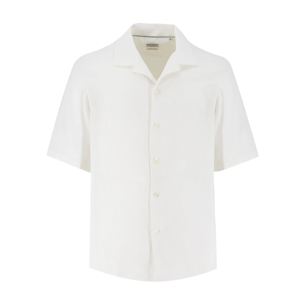 BRUNELLO CUCINELLI Linnen overhemd met Franse kraag White Heren