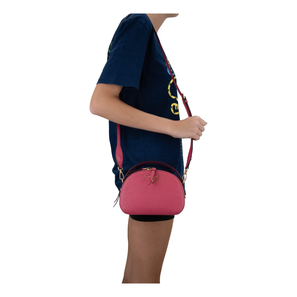 Prada Dames Saffiano Leren Schoudertas Pink Dames