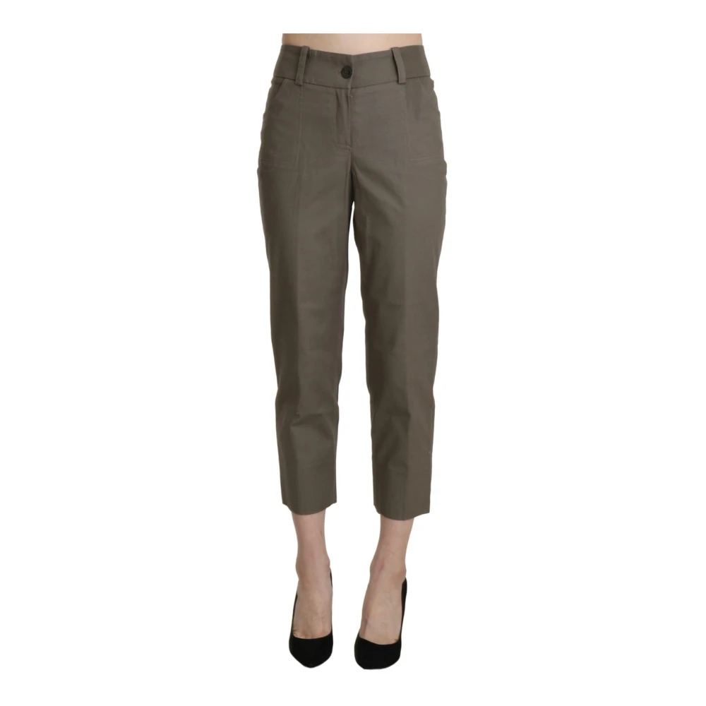 Bencivenga Logo-Detailed High Waist Cropped Trousers - Female - Cropped Trousers - Gray - L - Trousers - Image 3