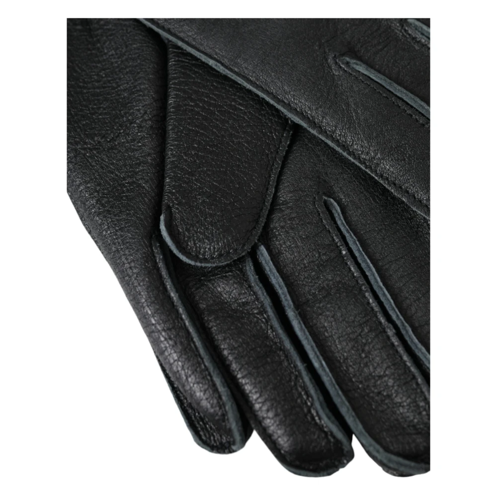 Dolce & Gabbana Zwarte Leren Biker Handschoenen Black Unisex