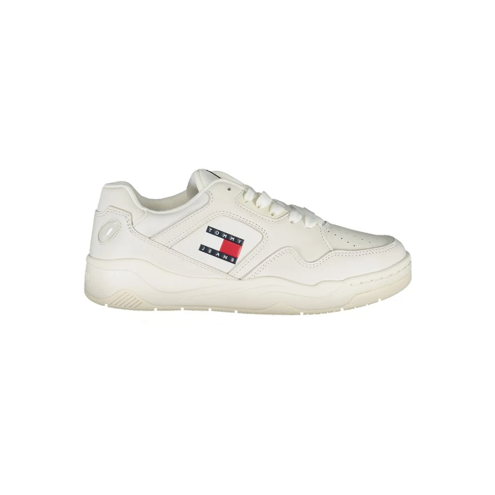 Tommy Hilfiger Women's White Polyester Sneakers With Contrast Details