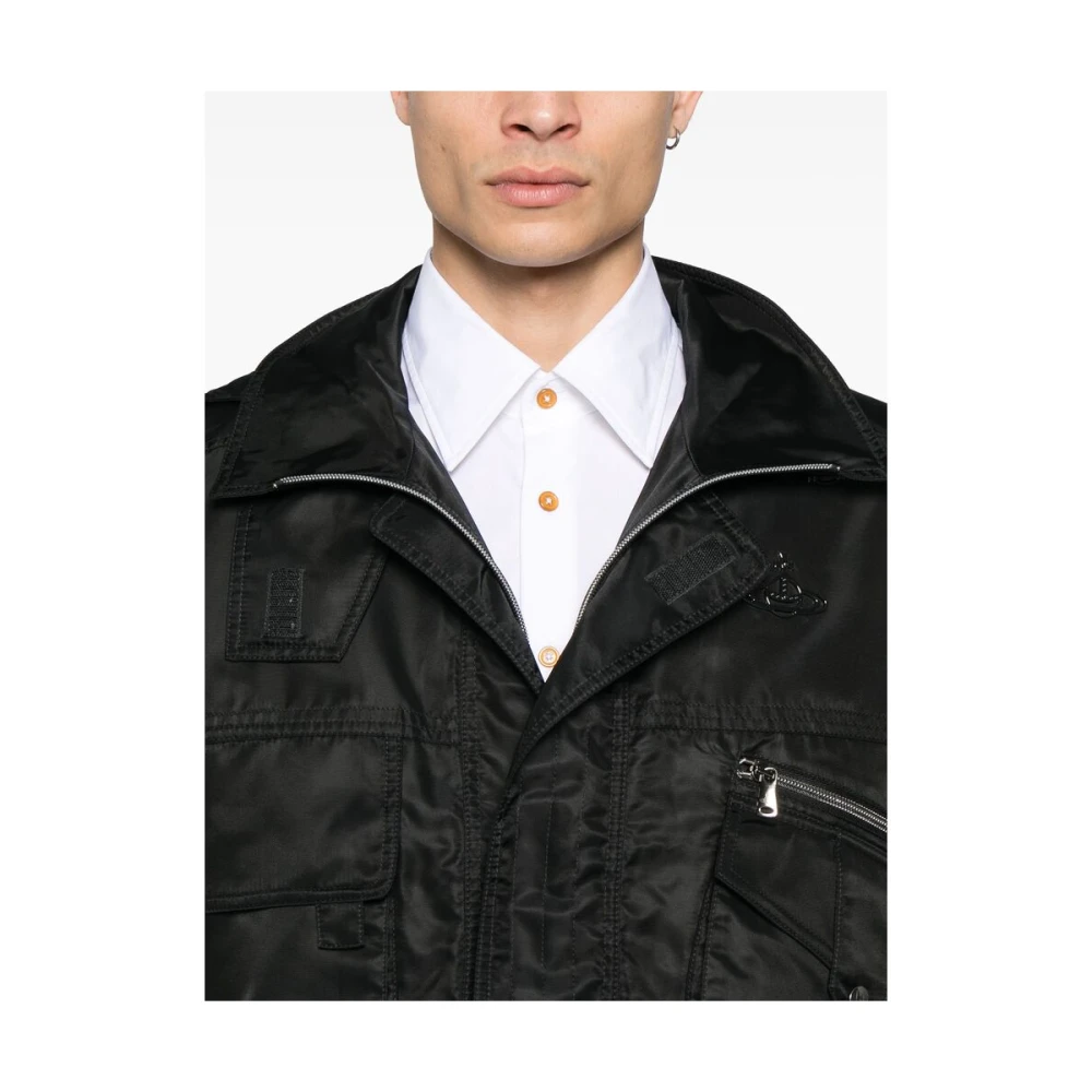 Vivienne Westwood Zwart Hooded Buitenkleding met Verborgen Rits Black Heren