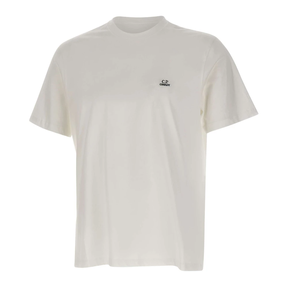 C.p. Company Men's White T-Shirts, M, 30/1 Jersey Short Sleeve Logo Patch T-Shirt
