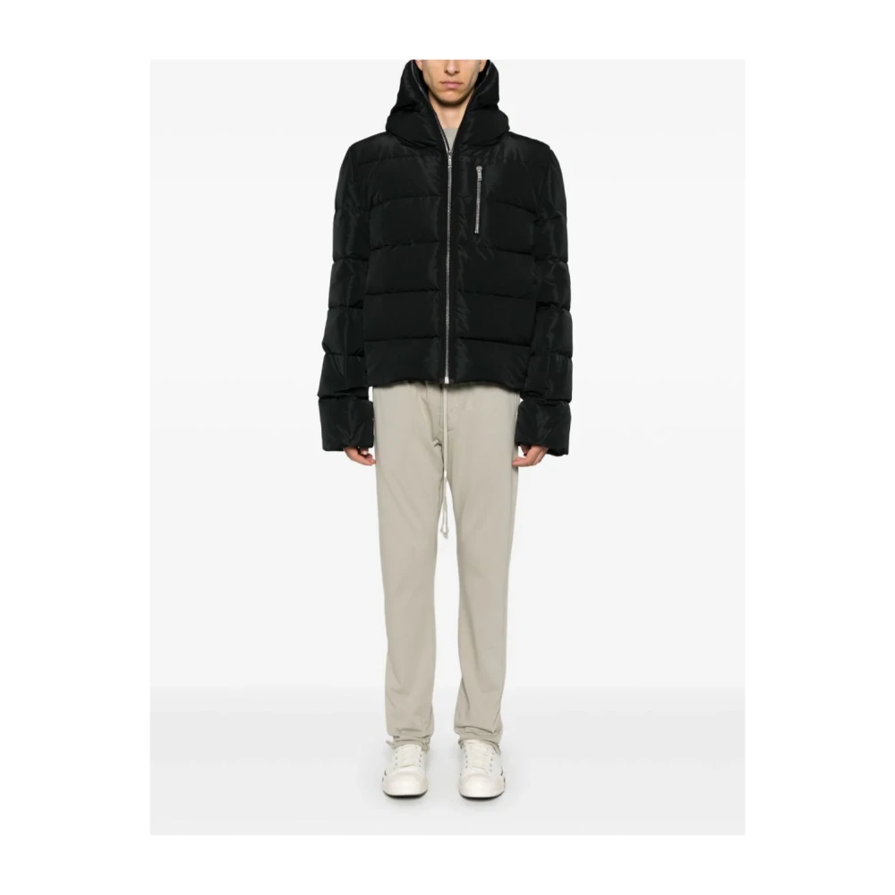 Rick Owens Zwarte donsjas met capuchon Black Heren