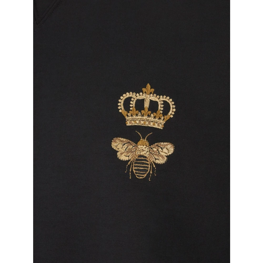 Dolce & Gabbana Zwarte Bij Geborduurde Crew Neck Sweater Black Heren