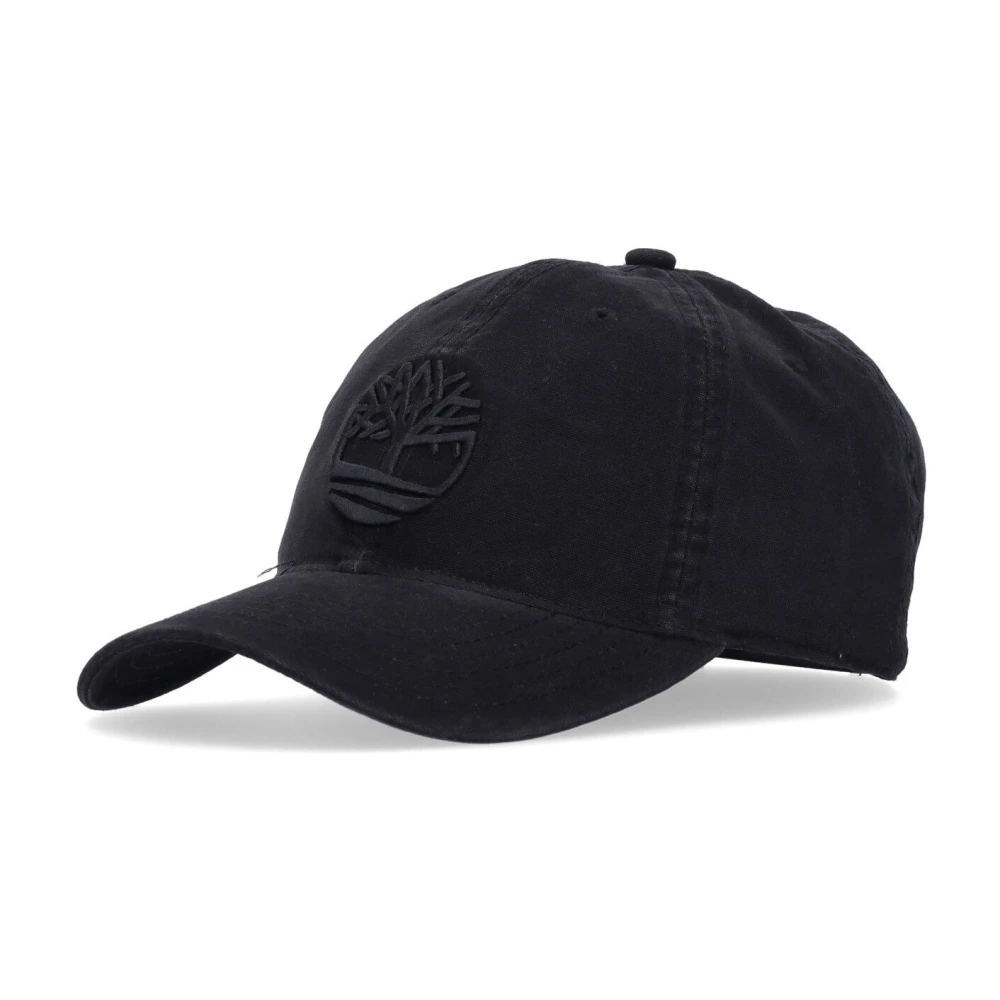 Timberland Canvas Baseball Cap Gebogen Klep Zwart Black Heren