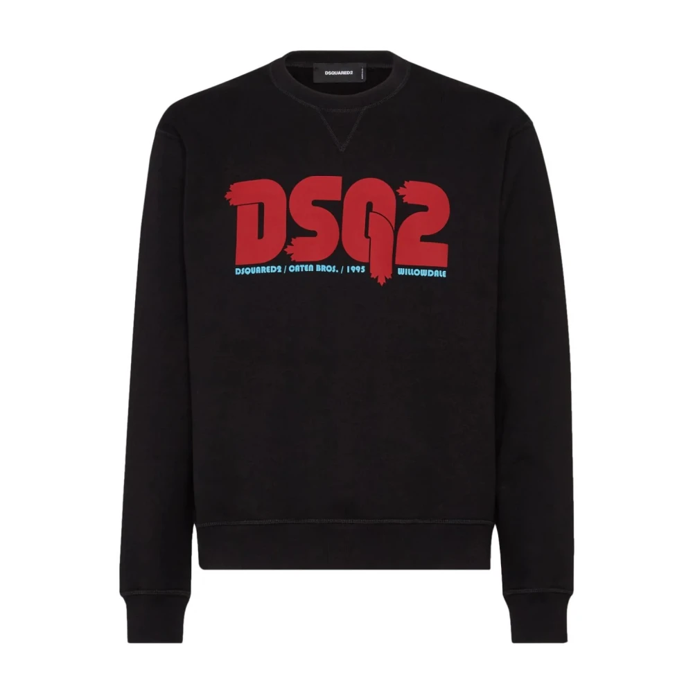 Dsquared2 Comfortabele Katoenen Crewneck Sweatshirt Black Heren