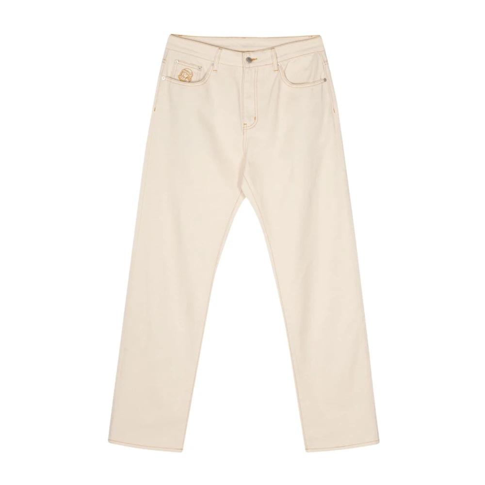 Billionaire Beige Denim Jeans met Diamond Dollar Borduursel Beige Heren