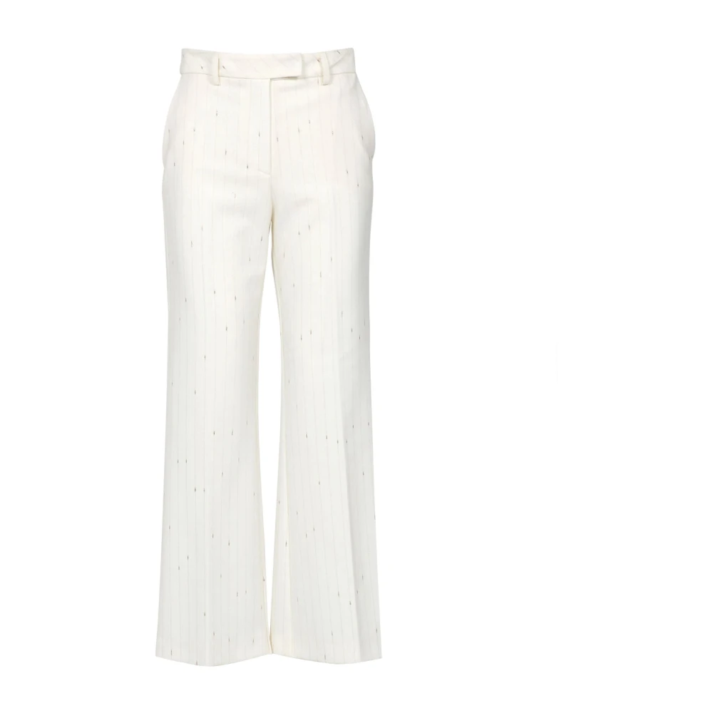 Simona Corsellini Wijde Pijp Wollen Broek White Dames